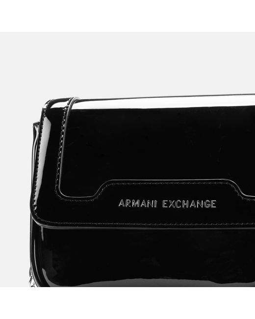 Armani Exchange Patent Small Cross Body Bag in Black - Lyst