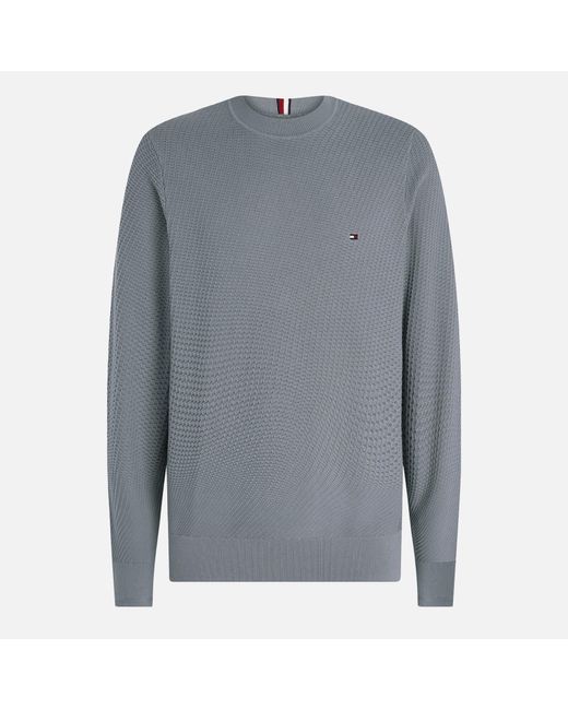 Tommy Hilfiger Waffle-knit Cotton Sweatshirt in Gray for Men | Lyst