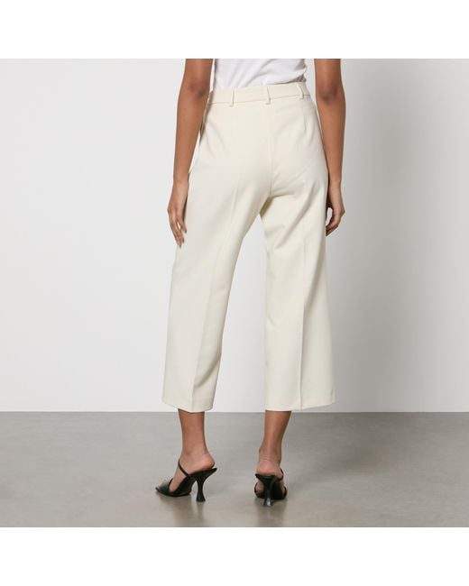 MAX&Co. Natural Omaggio Cropped Crepe Straight-Leg Trousers