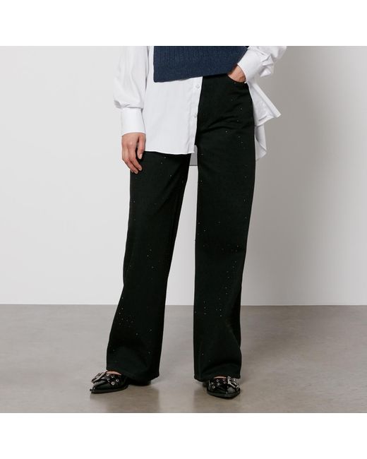 Samsøe & Samsøe Black Shelly 15057 Embellished Denim Wide-Leg Jeans