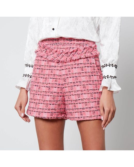 Sister Jane Red Glades Fray Tweed Shorts