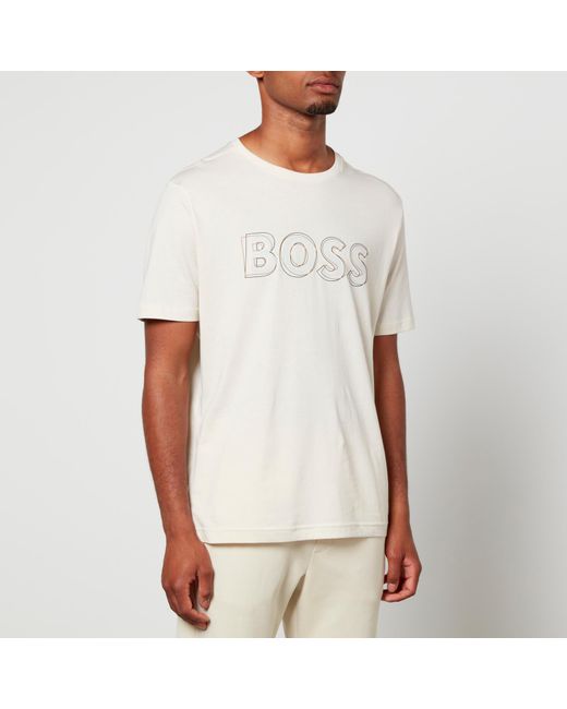 BOSS Green Boss Athleisure Logo 1 Cotton-jersey T-shirt in White for Men |  Lyst