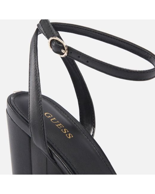 Guess Black Fynlee Leather Heeled Sandals
