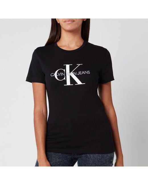 Calvin Klein Monogram Logo Regular Fit T-shirt, Text-print Pattern in Black  - Lyst