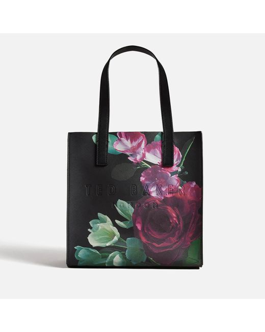 Ted Baker Black Papiecn Small Floral Icon Faux Leather Tote Bag