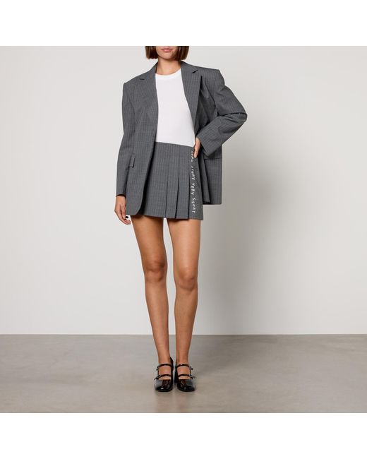 MAX&Co. Gray Long Story Very Short Pinstriped Woven Skirt