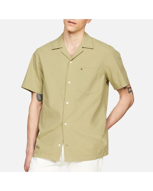 Tommy Hilfiger Green Solid Cotton-seersucker Shirt for men