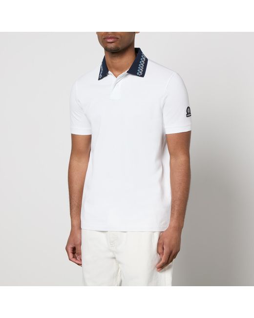 Sandbanks White Embroidered Cotton-piqué Collar Polo Shirt for men