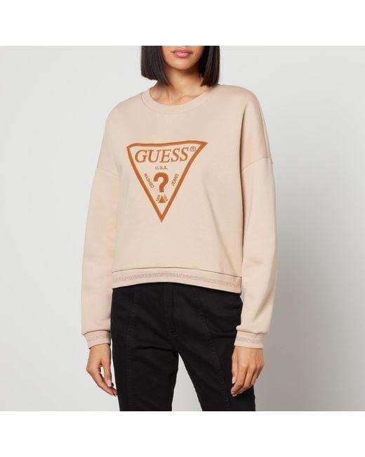Guess Roxi Cotton-blend Jersey Sweatshirt in Natural | Lyst