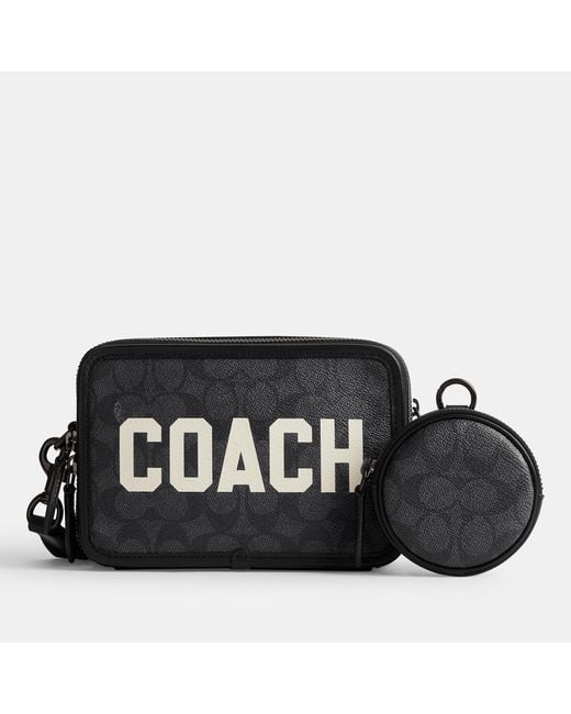 COACH Black Charter Signature With Graphic Cross Body Bag for men