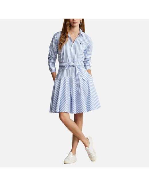 Polo Ralph Lauren Blue Baumwoll-Hemdkleid mit Bahnen