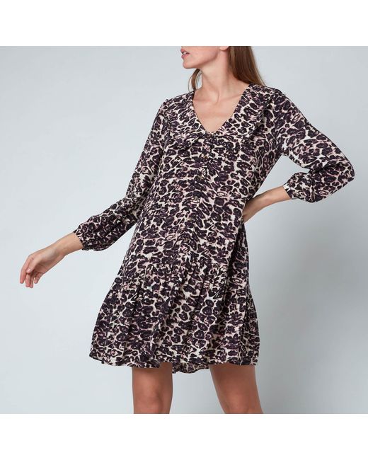 Whistles Synthetic Clouded Leopard Print Collar Dress Lyst