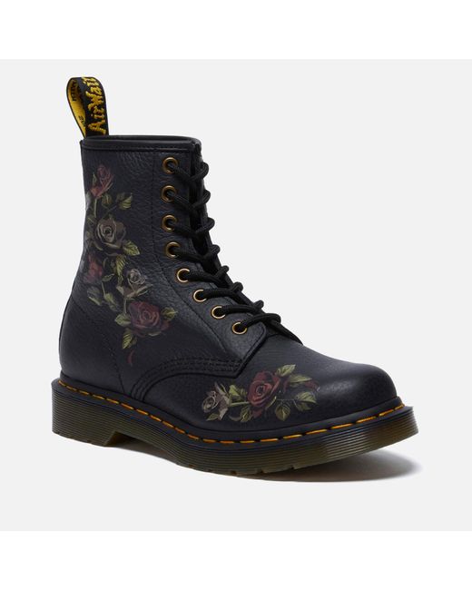 Dr. Martens Black 1460 Decayed Roses Leather Boots