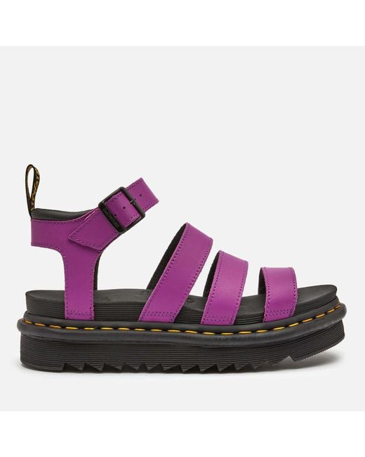 Dr. Martens Purple Blaire Leather Strappy Sandals