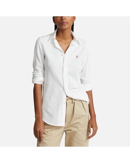 Polo Ralph Lauren White Slim-Fit Oxfordhemd aus Baumwollstrick
