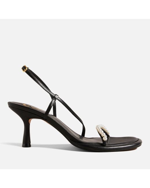 Ted Baker Black Mypearl Mid Heeled Leather Sandals