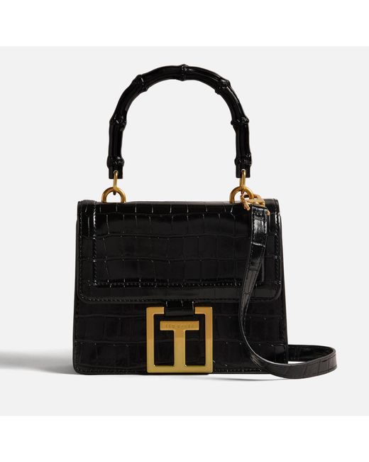 Ted Baker Black Aalicce Croc-embossed Faux Leather Small Bag