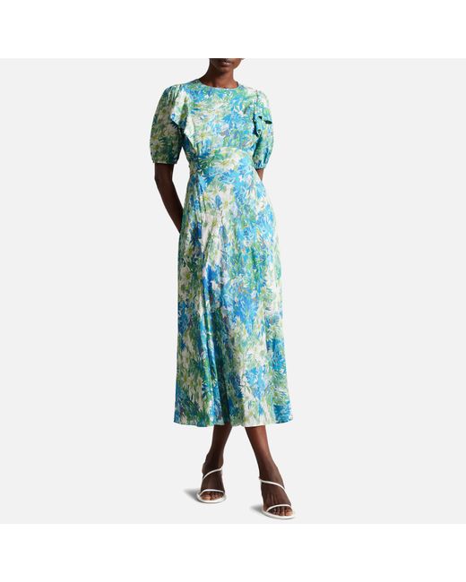Ted Baker Blue Nicciey Floral-Print Crepe Midi Dress