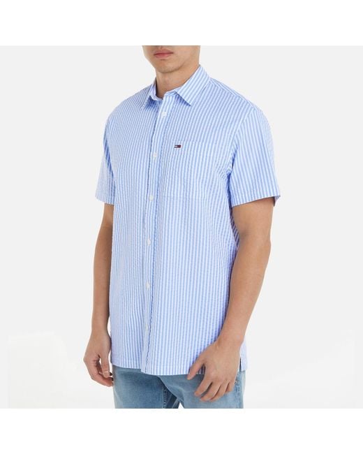 Tommy Hilfiger Blue Stripe Cotton-seersucker Shirt for men