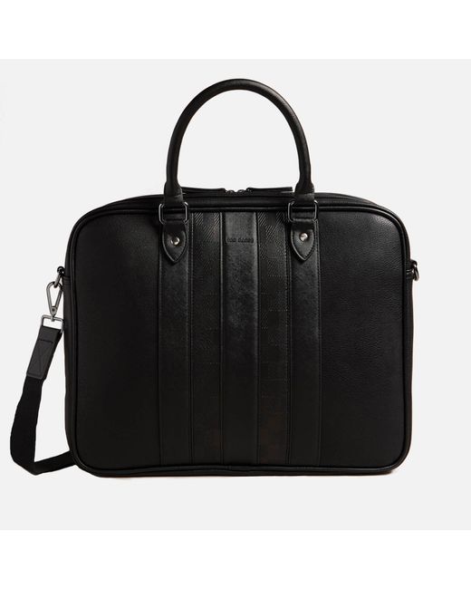 Ted Baker Black Waymon Faux Leather Laptop Bag for men