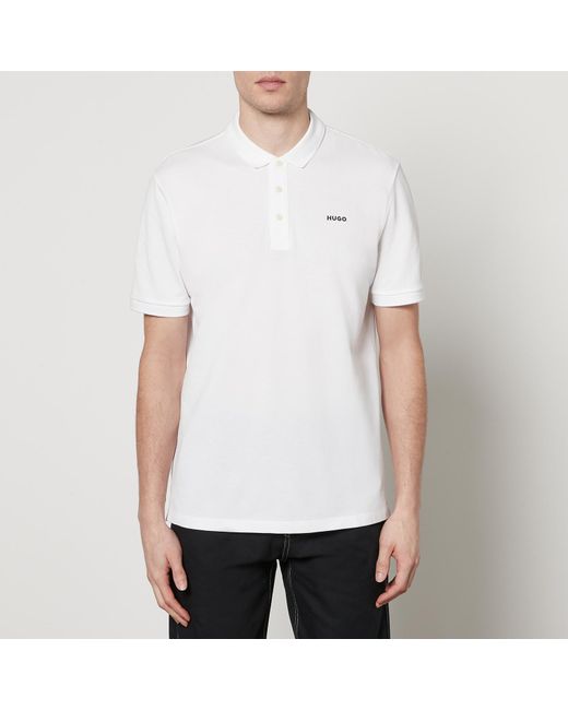 HUGO White Donos222 Cotton-piqué Polo Shirt for men
