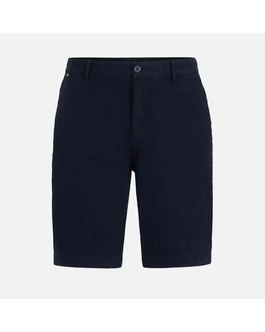 Boss Blue Slice Cotton-twill Blend Shorts for men