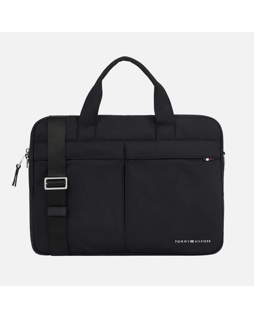 Tommy Hilfiger Black Signature Recycled Shell Computer Bag for men