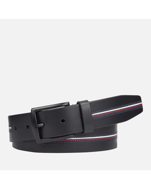 Tommy Hilfiger Black Denton 3.5 Leather Seasonal Corporate Belt for men