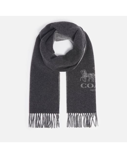 COACH Black Horse And Carriage Reversible Cashmere Muffler Scarf