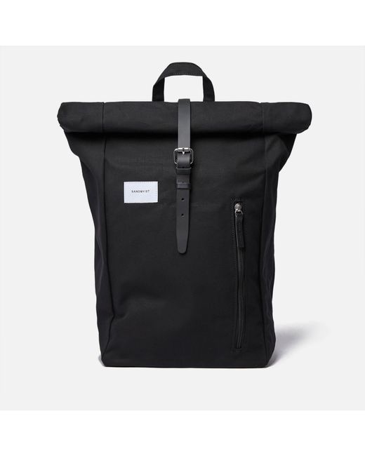 Sandqvist Black Dante Canvas Rolltop Backpack