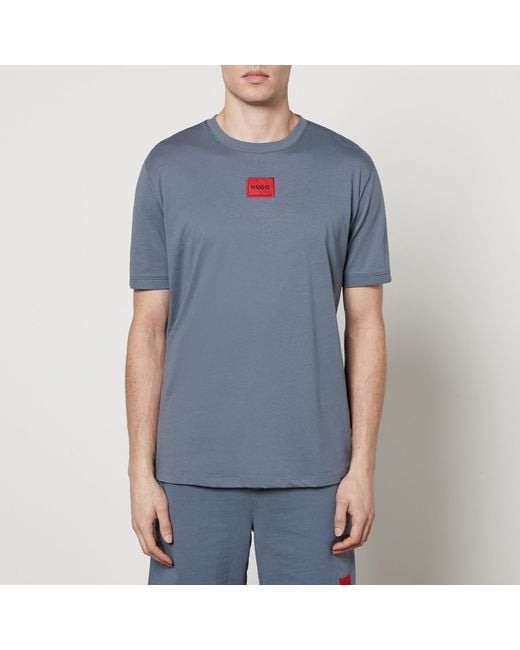 HUGO Diragolino212 Cotton-Jersey T-Shirt in Blue für Herren