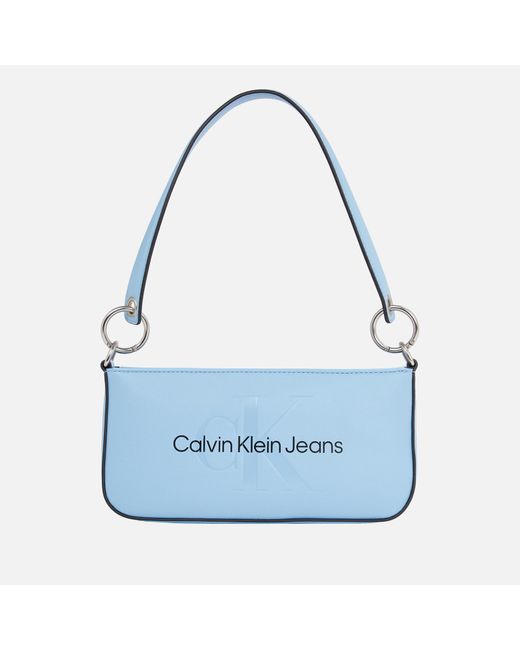 Calvin Klein Blue Sculpted Faux Leather Shoulder Bag