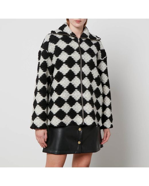 Samsøe & Samsøe Black Tess Jacquard-knit Wool-blend Overshirt