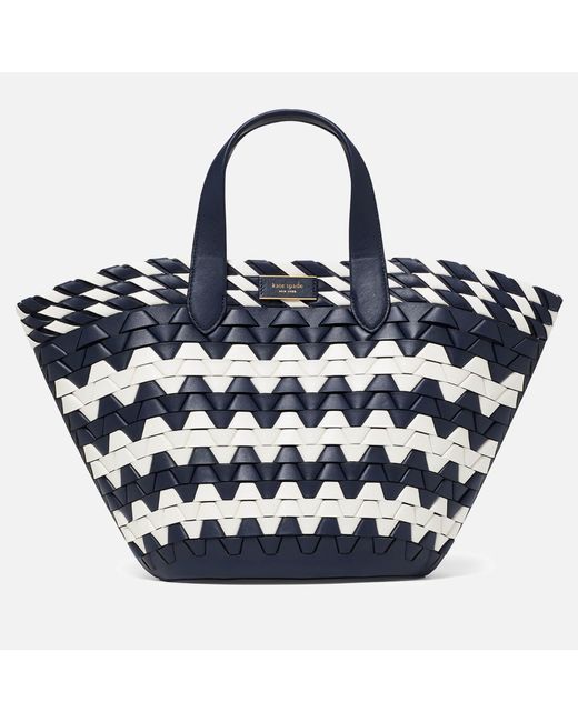 Kate Spade Blue Small Zigzag Leather Tote Bag