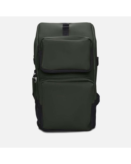 Rains Green Trail Coated Matte-shell Cargo Backpack for men