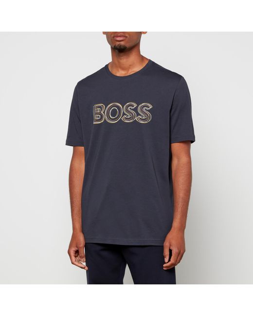 BOSS Green Boss Athleisure Logo 1 Cotton-jersey T-shirt in Blue for Men |  Lyst