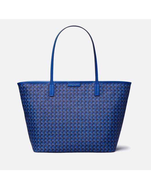 Tory Burch Ever-ready Monogram Coated-canvas Tote Bag in Blue | Lyst UK