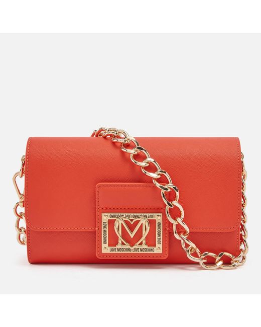 Love Moschino Red Borsa Saffiano Faux Leather Bag