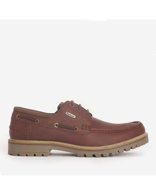 Barbour Brown Basalt Leather Boats Shoes for men