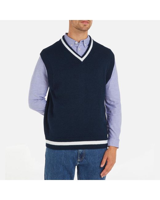Tommy Hilfiger Blue Contrast Tipping Knitted Vest for men