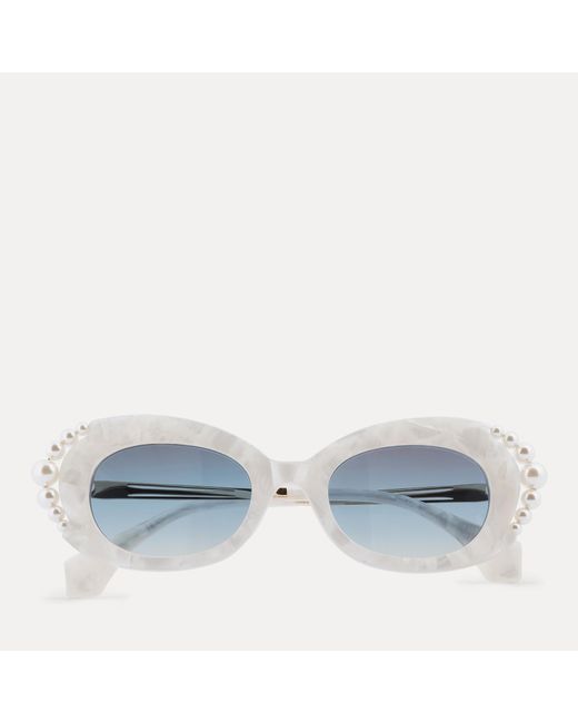 Vivienne Westwood Blue Acetate Swarovski Pearl Cat-eye Sunglasses