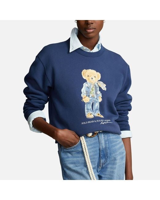 Polo Ralph Lauren Blue Polo Bear Graphic-print Cotton-blend Sweatshirt