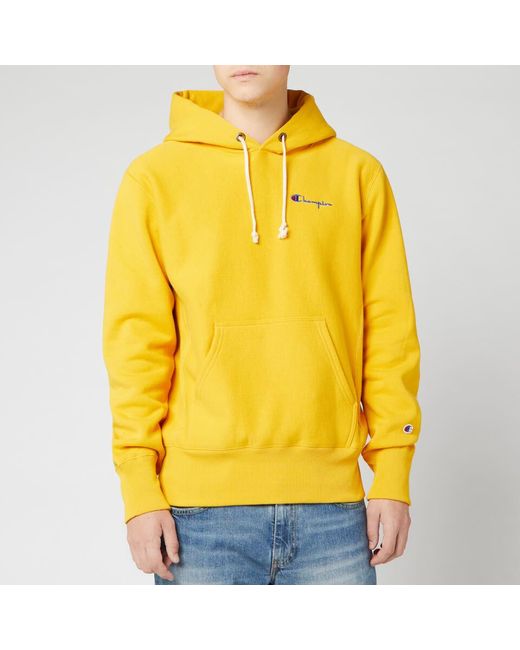 Champion Yellow Small Script Hooded Sweatshirt for men