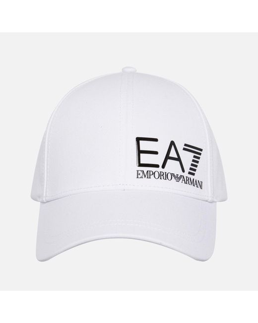 EA7 White Core Cotton-canvas Cap for men