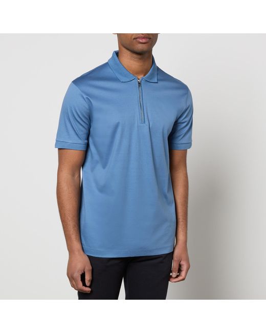 Boss Blue Polston Cotton Polo Shirt for men