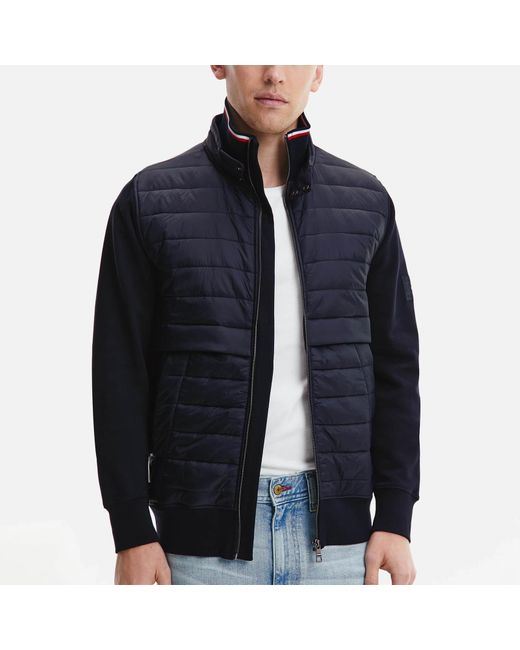 Tommy Hilfiger Cotton Mix Media Zip Through Top in Blue for Men Lyst