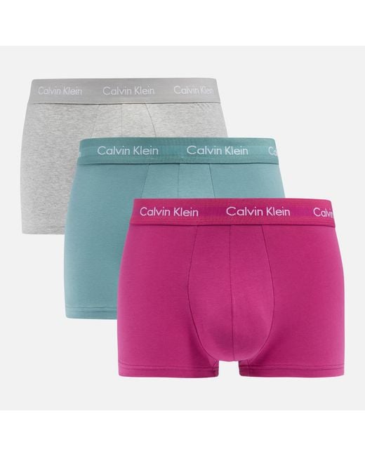 Calvin Klein Pink Three-pack Stretch-cotton Low Rise Trunks for men