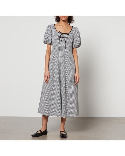 Nobody's Child Gray Bertie Gingham Cotton-blend Midi Dress