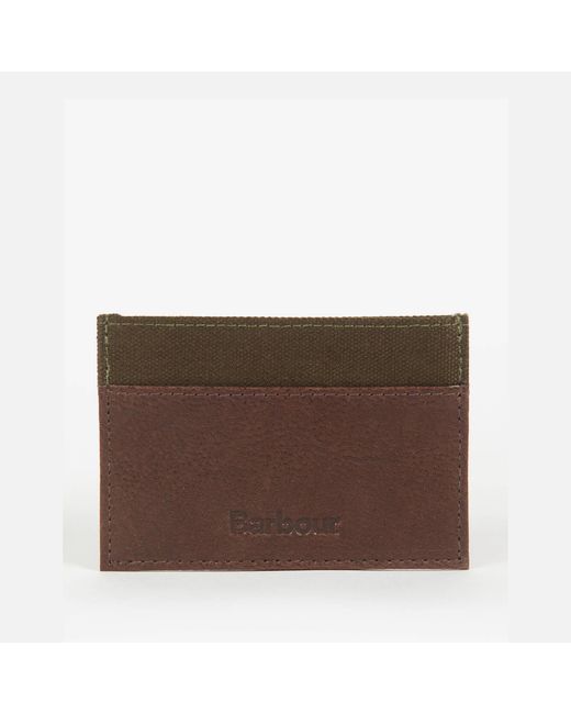 Barbour Brown Barbour Padbury Leather And Canvas Card Holder for men