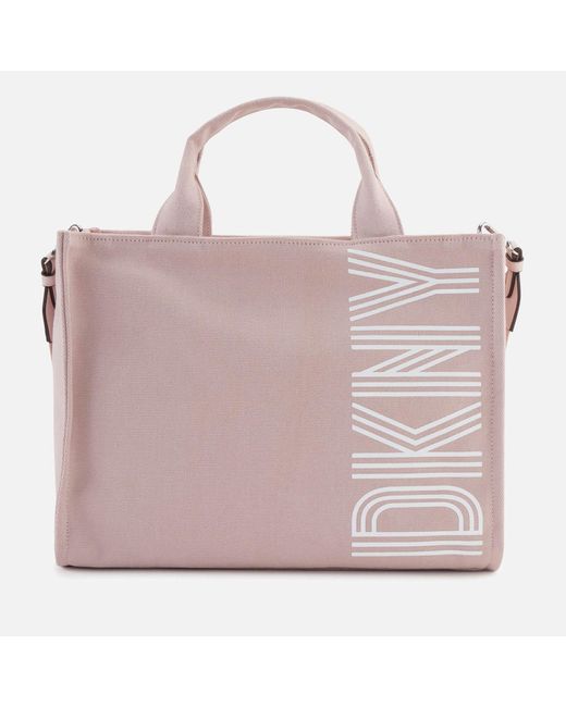 DKNY Pink Noa Medium Cotton Canvas Tote Bag